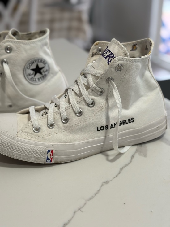 Converse Other - Converse NBA LA Lakers White Purple High-Top Sneakers very good condition.